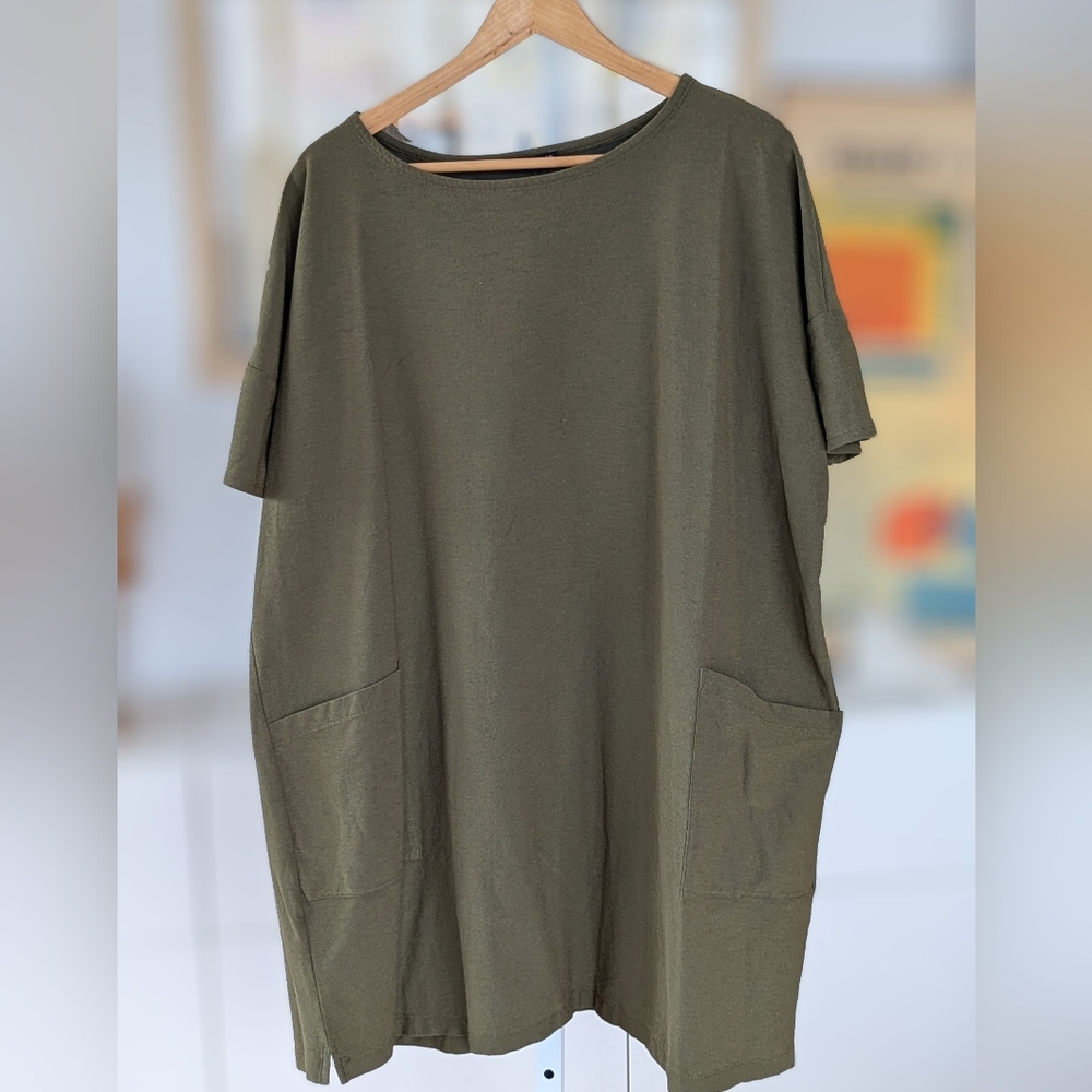 Eileen Fisher Khaki Green Casual Dress